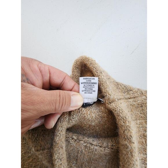 William Rast Sweater Womens Medium Tan Oatmeal Mock Neck Cropped Wool Blend - Picture 11 of 12